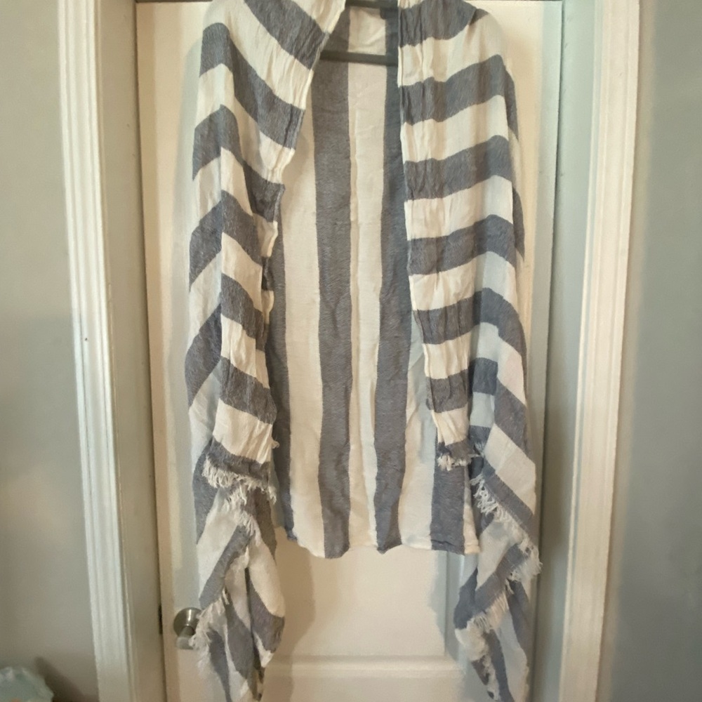 Striped Blue and White Shawl